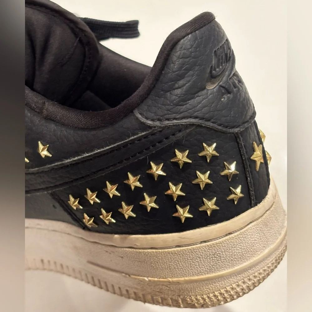 Nike Air Force 1 07 XX GOLD Low Star Studded Black & White Sneakers - Women’s 7 - Picture 11 of 14